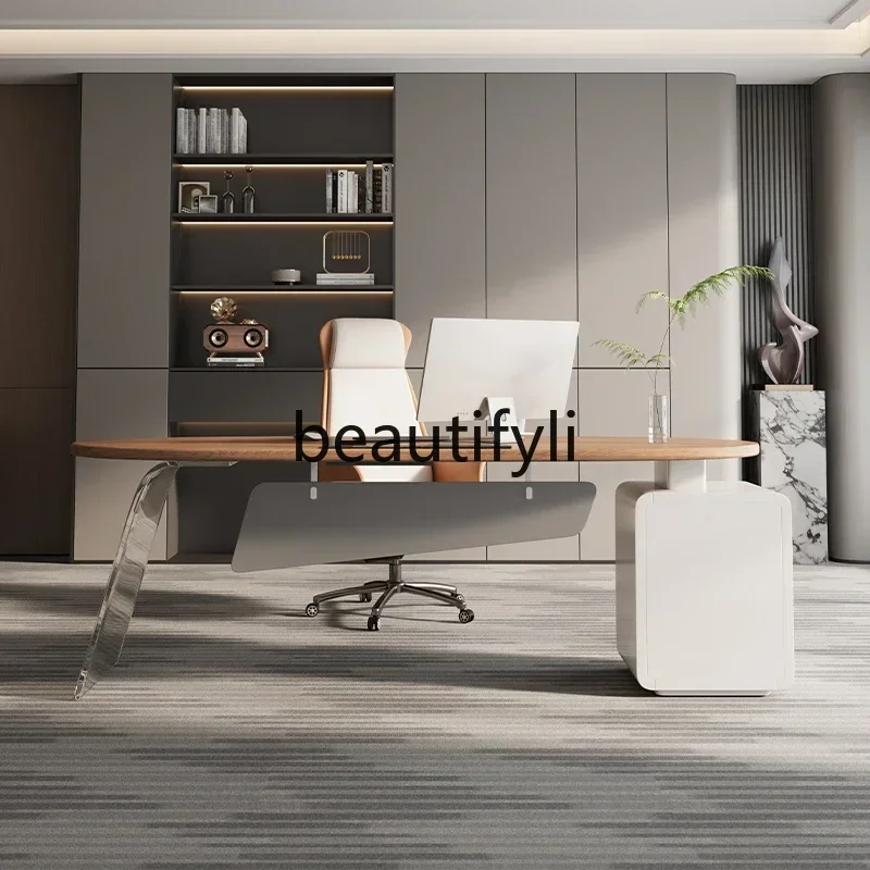 

Asmt14 New Solid wood desk and chair combination office boss desk computer large desk light luxury high sense