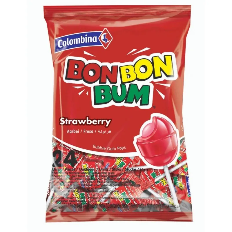 BON BUM de Fresa con Chicle - 24 Unidades marca fiesta colombina