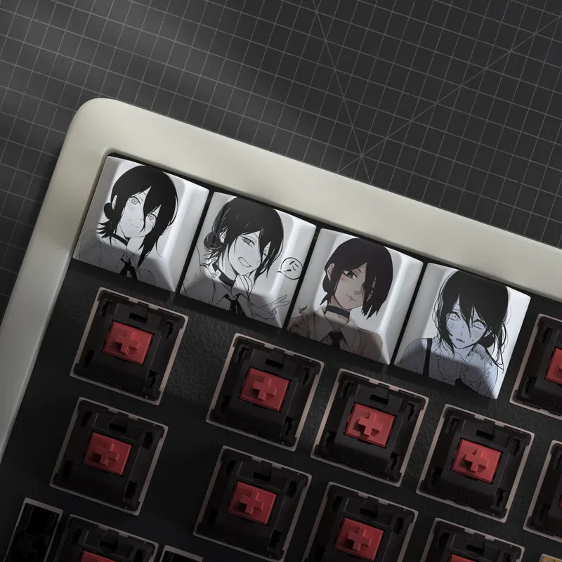 Chainsaw Man Keycaps 4pcs Pbt Material Oem Reze Aki Anime Themed Personalized Anime Keycaps For Mechanical Keyboards Keycaps
