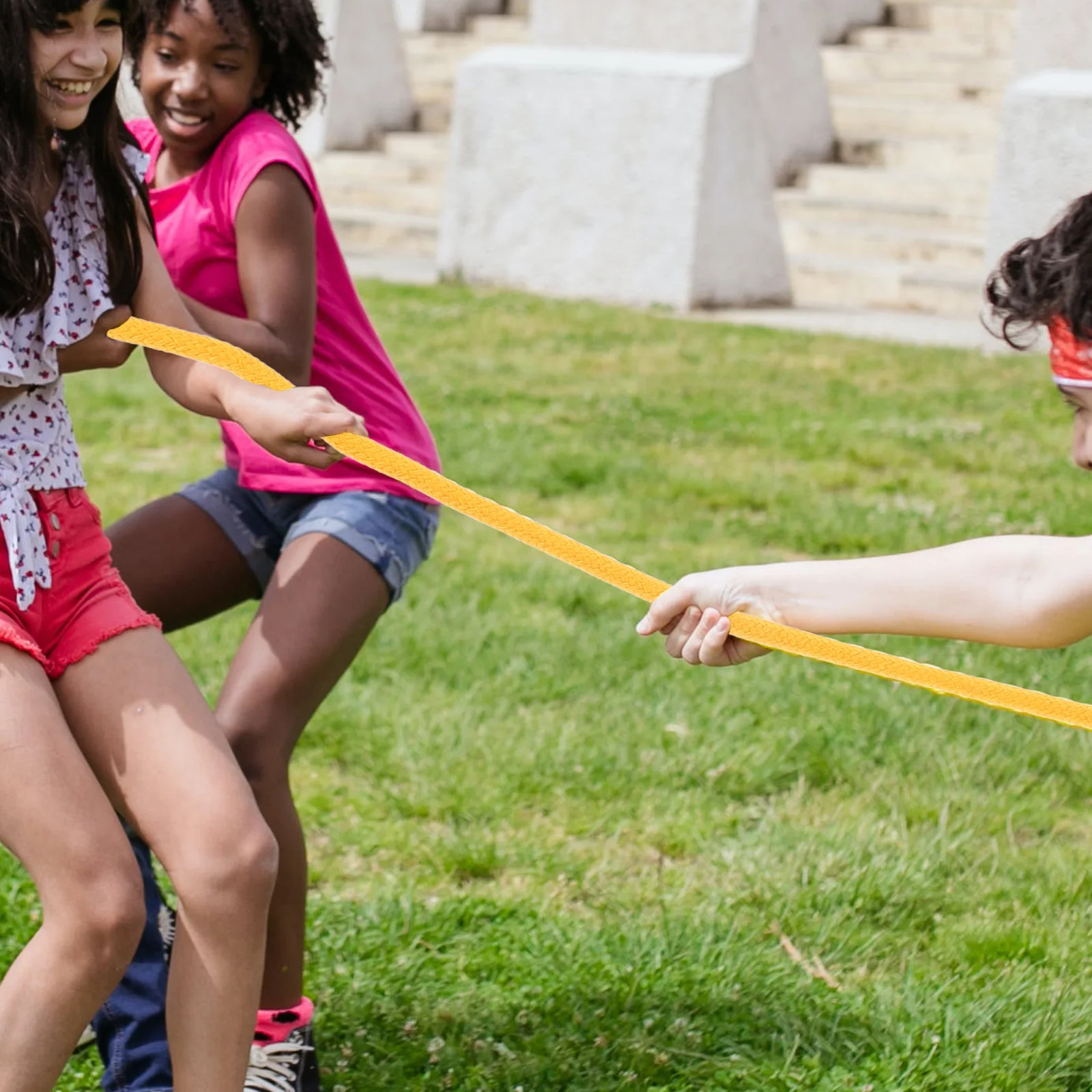 

3M Yellow Cotton Tug of War Rope Soft Thick Wear Resistant Twisted Construction Outdoor Family Gathering Birthday