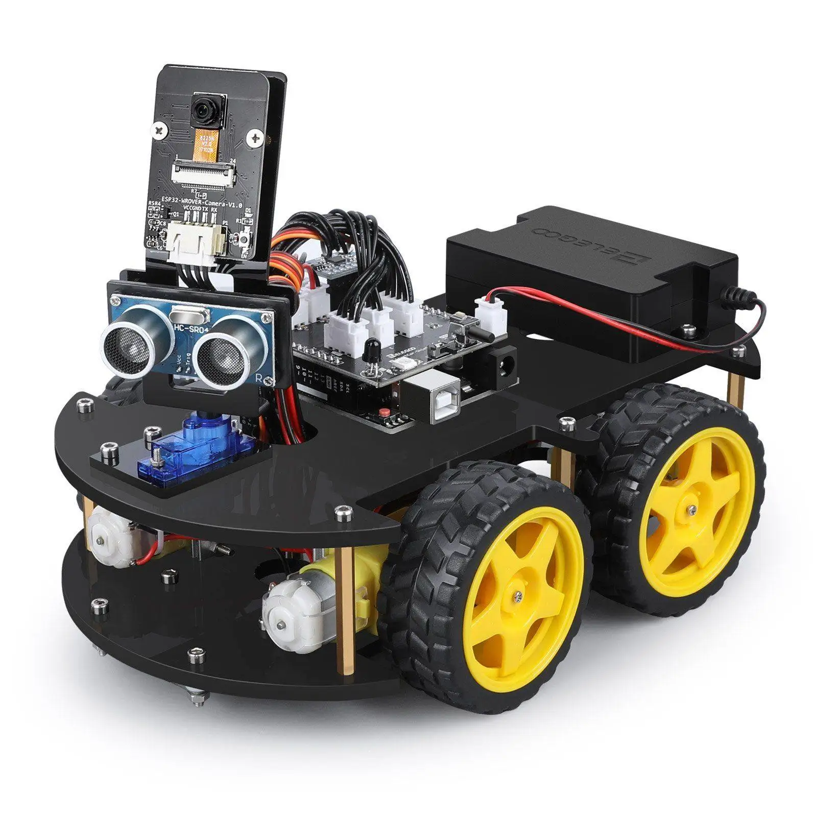 ELEGOO Arduino UNO R3 Project Smart Robot Car Kit V4 with UNO R3, Line Tracking Module,Ultrasonic Sensor, IR Remote Control etc.