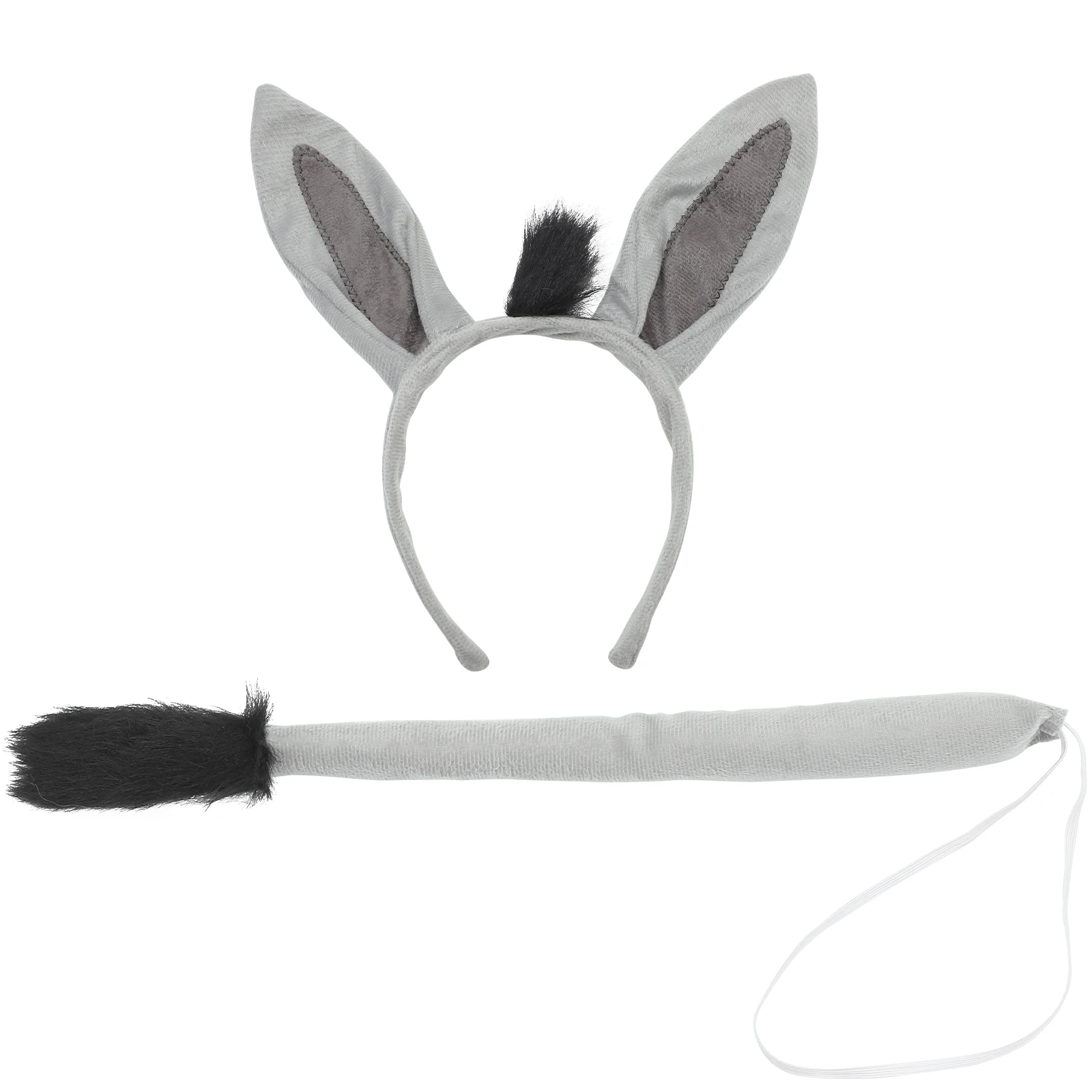 1 Set Donkey Costumes Props Cosplay Animal Accessories Animals Ear Headband and Tail Decor Adults Kids Plush Boy Donkey Headband