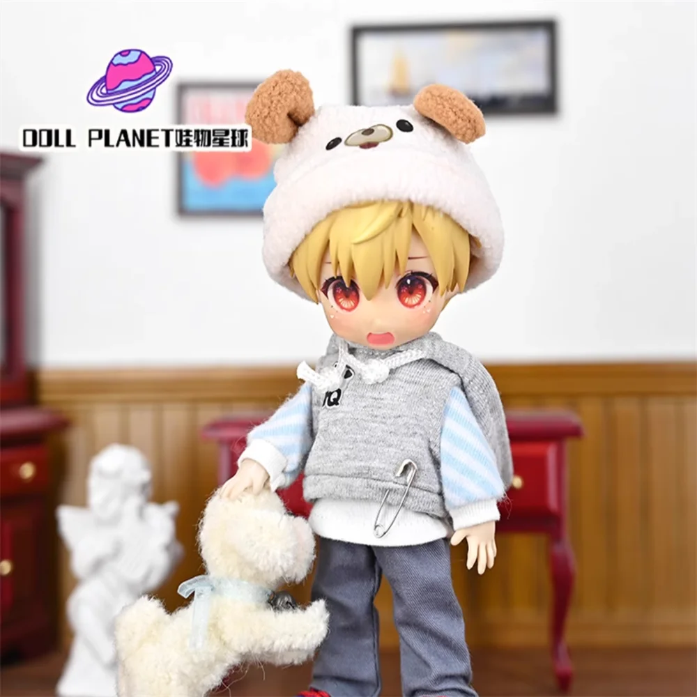 

1/12 12 Points OB11 Doll Clothes Dog American Style Hooded Vest Hat Pants Model BJD P9 P10 UFDOLL Body In Stock