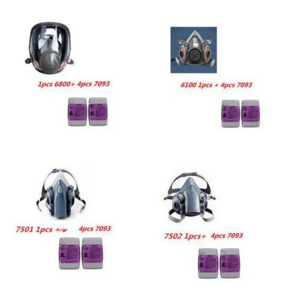

4 шт. фильтры 7093 P100 + многоразовые фильтрующие картриджи для респираторов/полумасок 6800/7502/6200/6100, хлопок