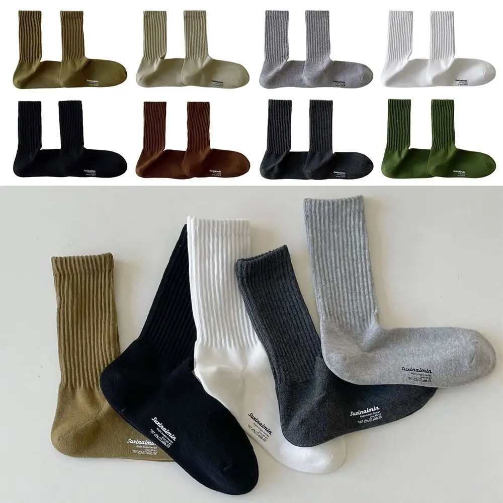 Knitted Couple Long Socks Fashion Cotton Medium Tube Boot Sleeve Breathable Street Pile Sock Men Ladies