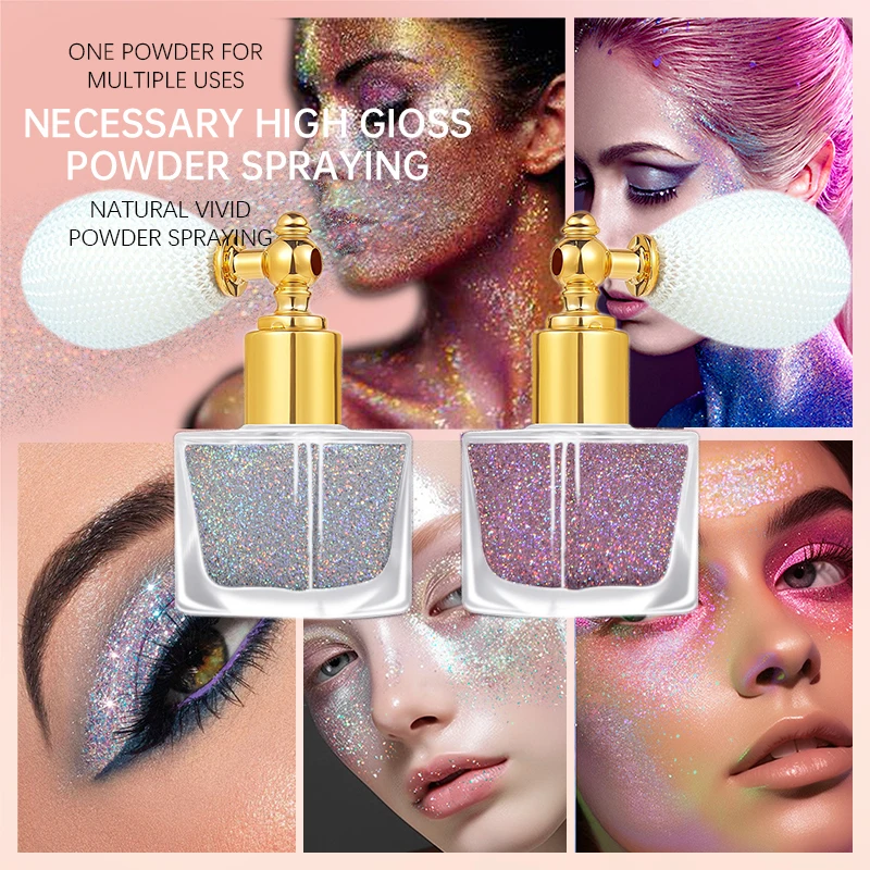 TCT-903 Body Glitter Spray Highlight Gloss Holographic Color Hair Glitter Spray Face Body  Contour Illuminator Makeup Cosmetics