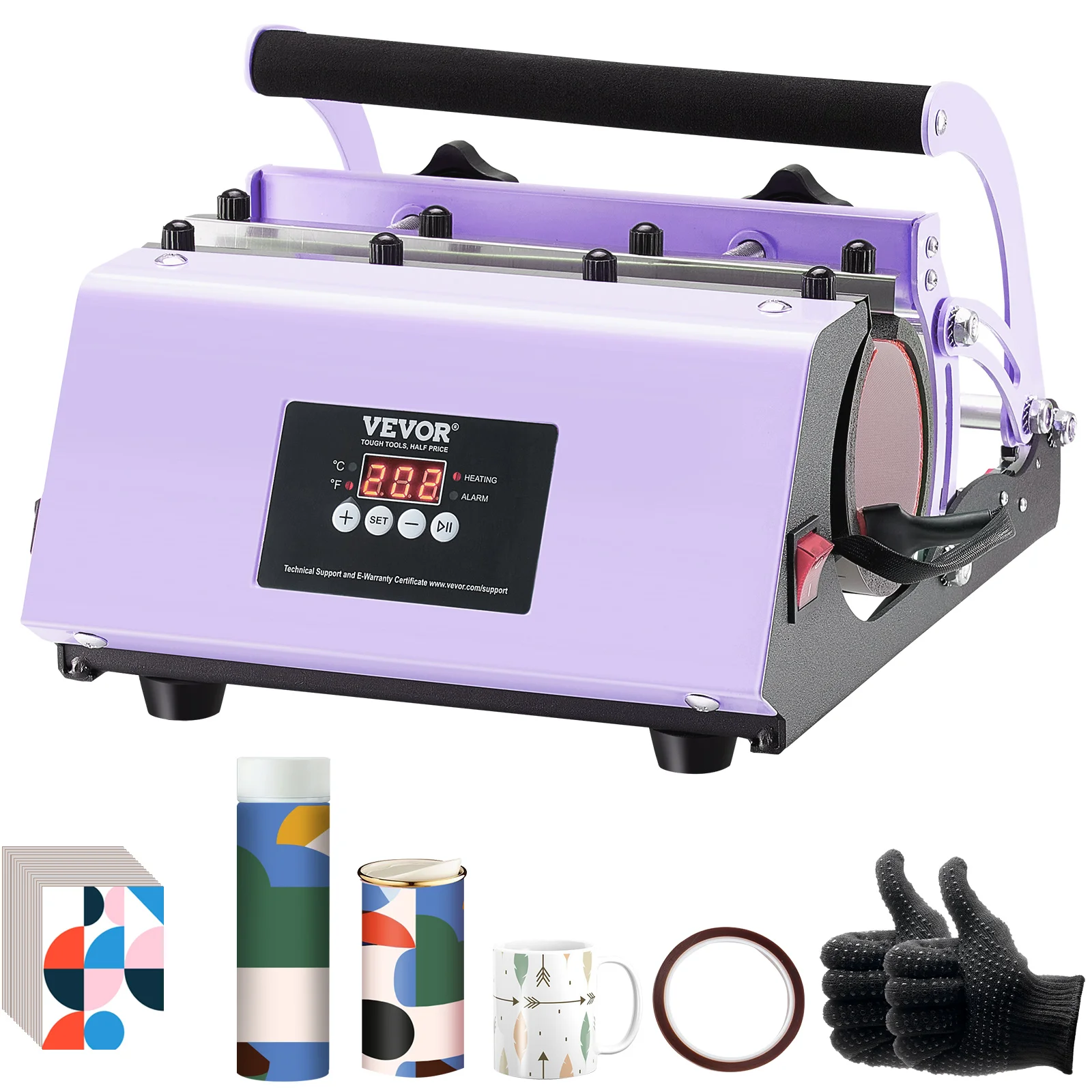 VEVOR Tumbler Heat Press Machine 11-30oz with Sublimation Paper, Temp and Time Setting, for Sublimation Tumblers, Cups, Mugs