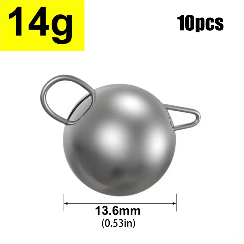 Mrlurion Angelzubehör, 10 Stück, 2 g, 4 g, 6 g, 8 g, 10 g, 12 g, 14 g, 16 g, Jigging-Blei-Sinker zum Tiefwasser-Köderangeln, rundes Anhänger-Sink