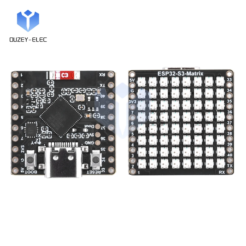 

ESP32-S3FH4R2 WiFi Bluetooth Development Board Low Power Demo Board with 8x8 LED Matrix RGB Programming Type-C Interface