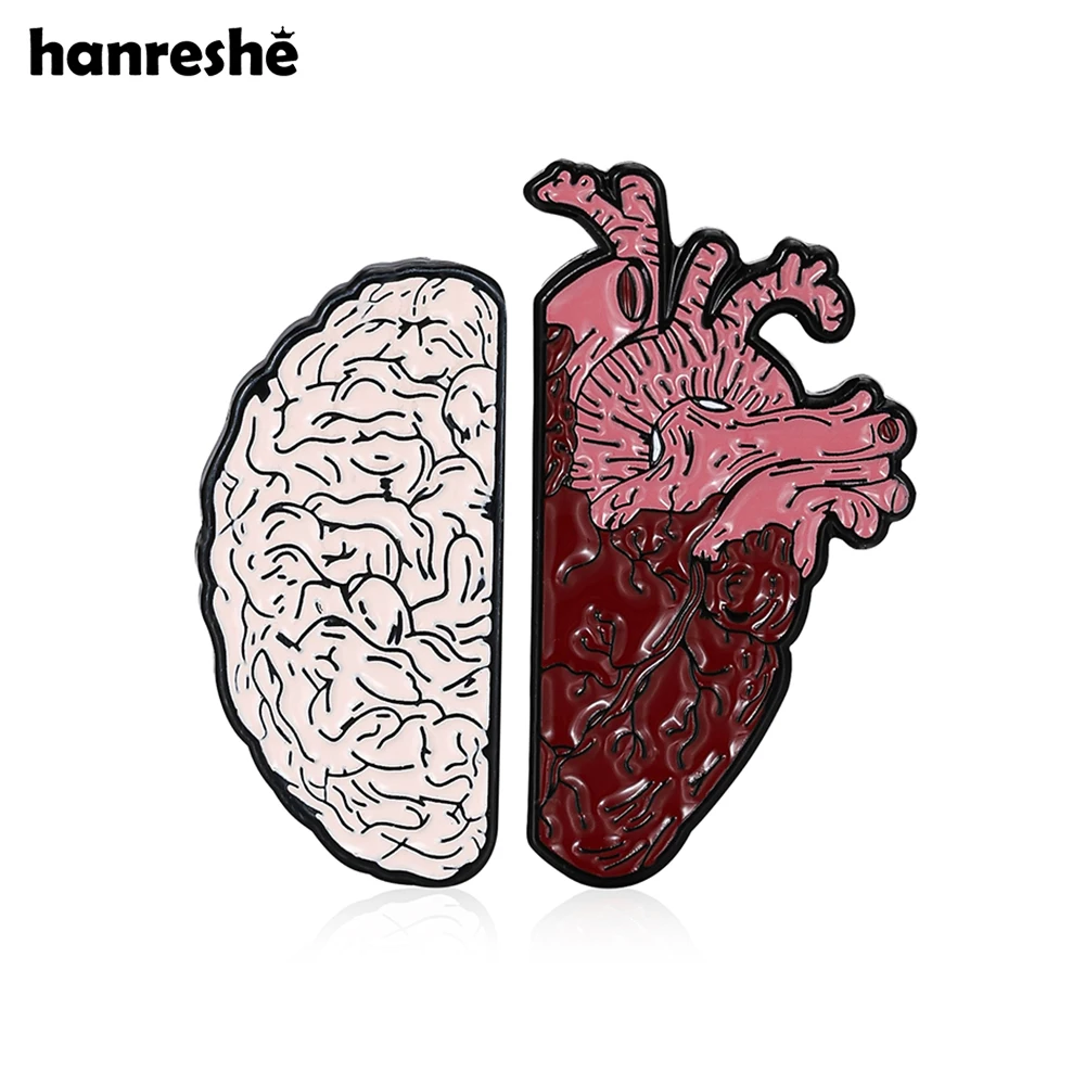 Hanreshe Classic Brain and Heart Pin Medical Anatomy Brooch Brooch Backpack Lapel Badges for Doctor Nurse Medicine Student