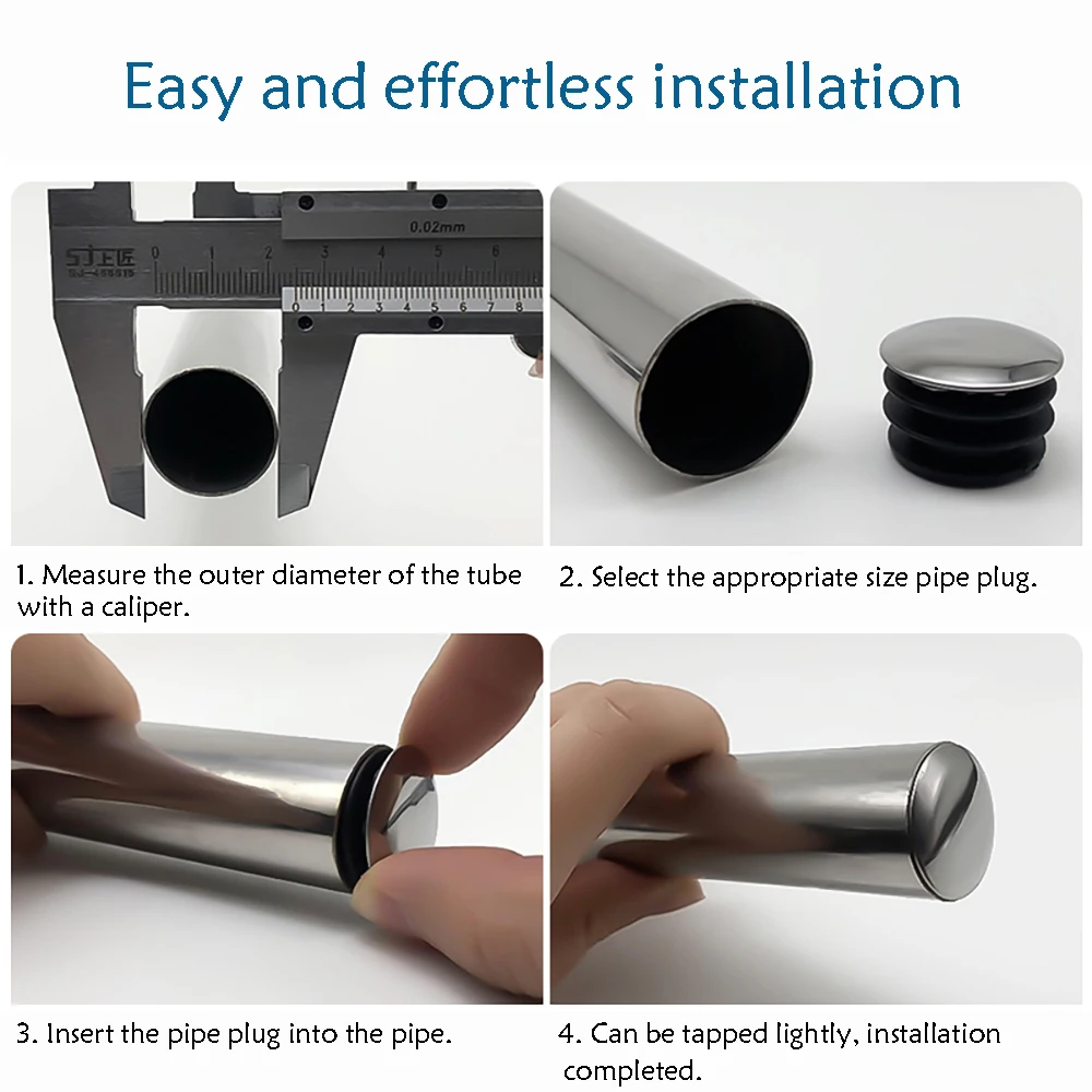 2-100Pcs Dia 16mm-60mm Round Stainless Steel Furniture Leg Plug Tube Pipe Blanking Insert End Cap Non-slip Tube Dust Cover