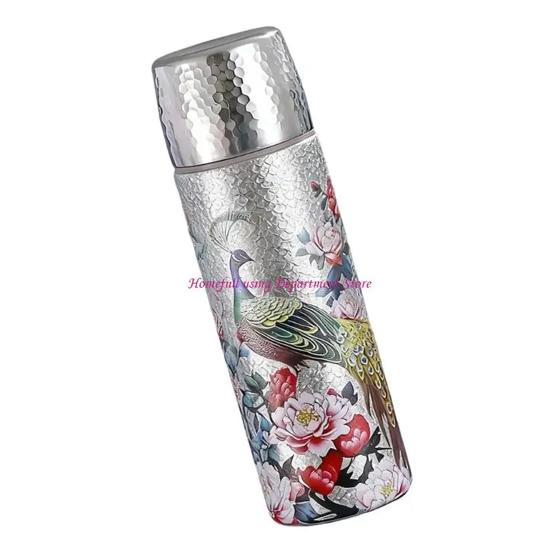 Efficient Thermal Retention Golden Peacocks Pattern Nonrust Steel Tumblers Leak Resistant Portable Commutes