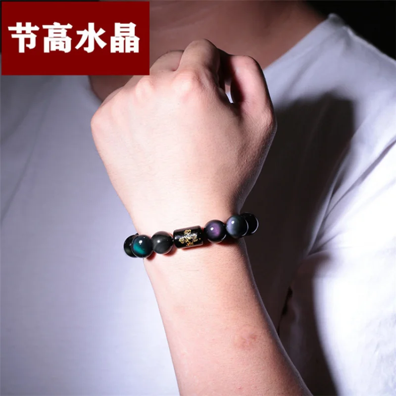 سوار دائرة واحدة من حجر السج الطبيعي مزدوج اللون مع خرز بخمسة عناصر #4