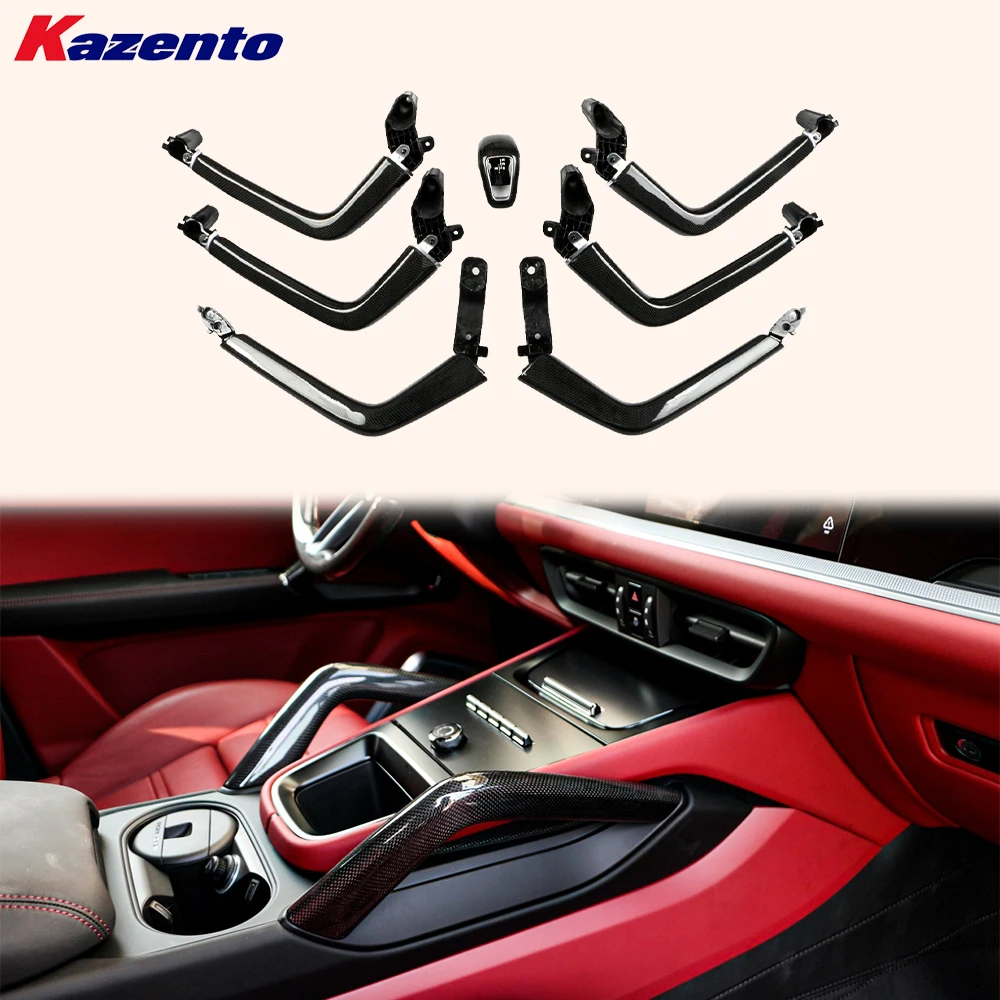 For Porsche Cayenne 18-25 9Y0 9Y3 Carbon Armrest Door Handle Replacement 6pcs 4