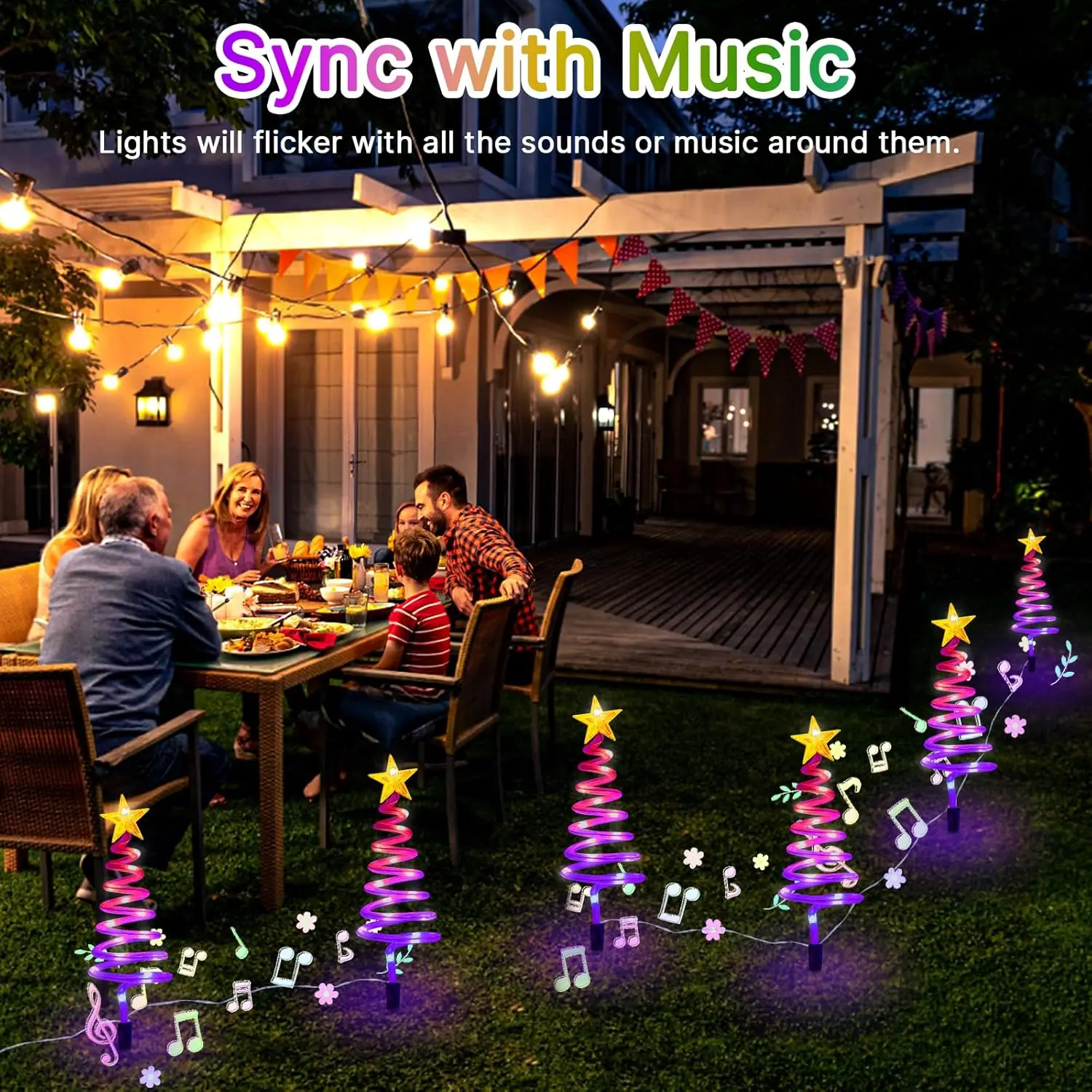 Imagem -05 - Spiraling Tree Lights com Controle Remoto App Árvore de Natal Paisagem Stake Lights Garden Pathway Xmas Party Decoration Rgb