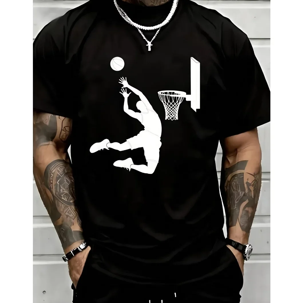 Trendy Streetwear Basketball Dunk Graphic T-Shirt Men Women Polyester Short Sleeve Casual Fashion Tops