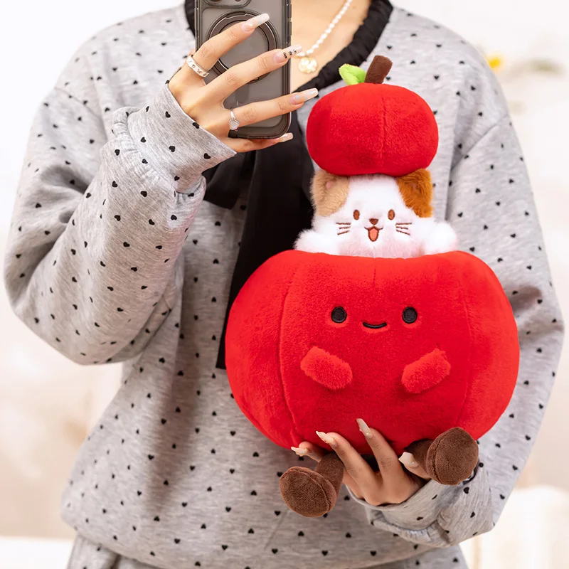 Creatieve Apple Calico Dieren Combinatie Knuffels Zachte Poppen Cartoon Grappige Baby Slaapcomfort Pop Kerstavond Geschenken