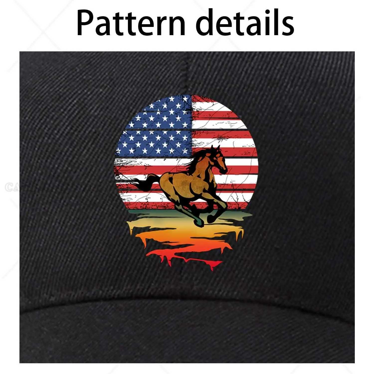 Berretto da baseball con bandiera americana cavallo Cappello da papà regolabile Cappello in cotone non strutturato Cappello semplice regolabile classico