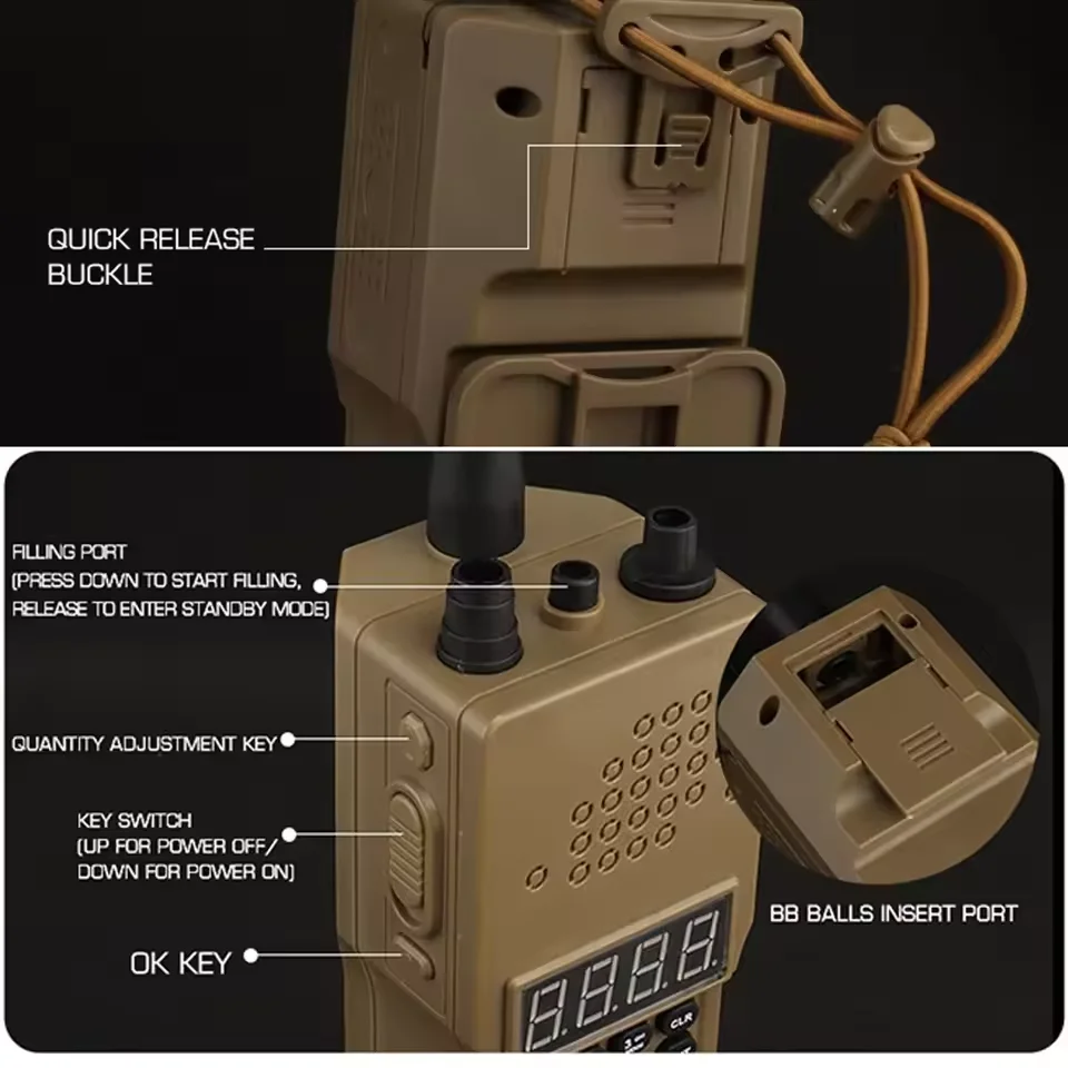 PRC-152 Radio Model Electric Speed Loader Electric Filler with Adapter Speed Loading for 6mm BBS Pellet Airsoft Wargame Gear