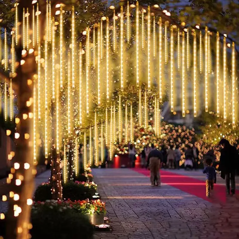 Imagem -03 - Luzes de Cordas do Chuveiro de Meteoro Chuveiro de Meteoro Led Decoração de Férias Jardim de Rua Casamento ao ar Livre Árvore de Natal Plugue ue Plugue Eua