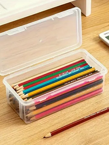 1/2/3 Pcs Plastic Translucent Pencil Case Box PP Pencil Box Multi-function Stationery Organizer School Supplies Office Pen Box