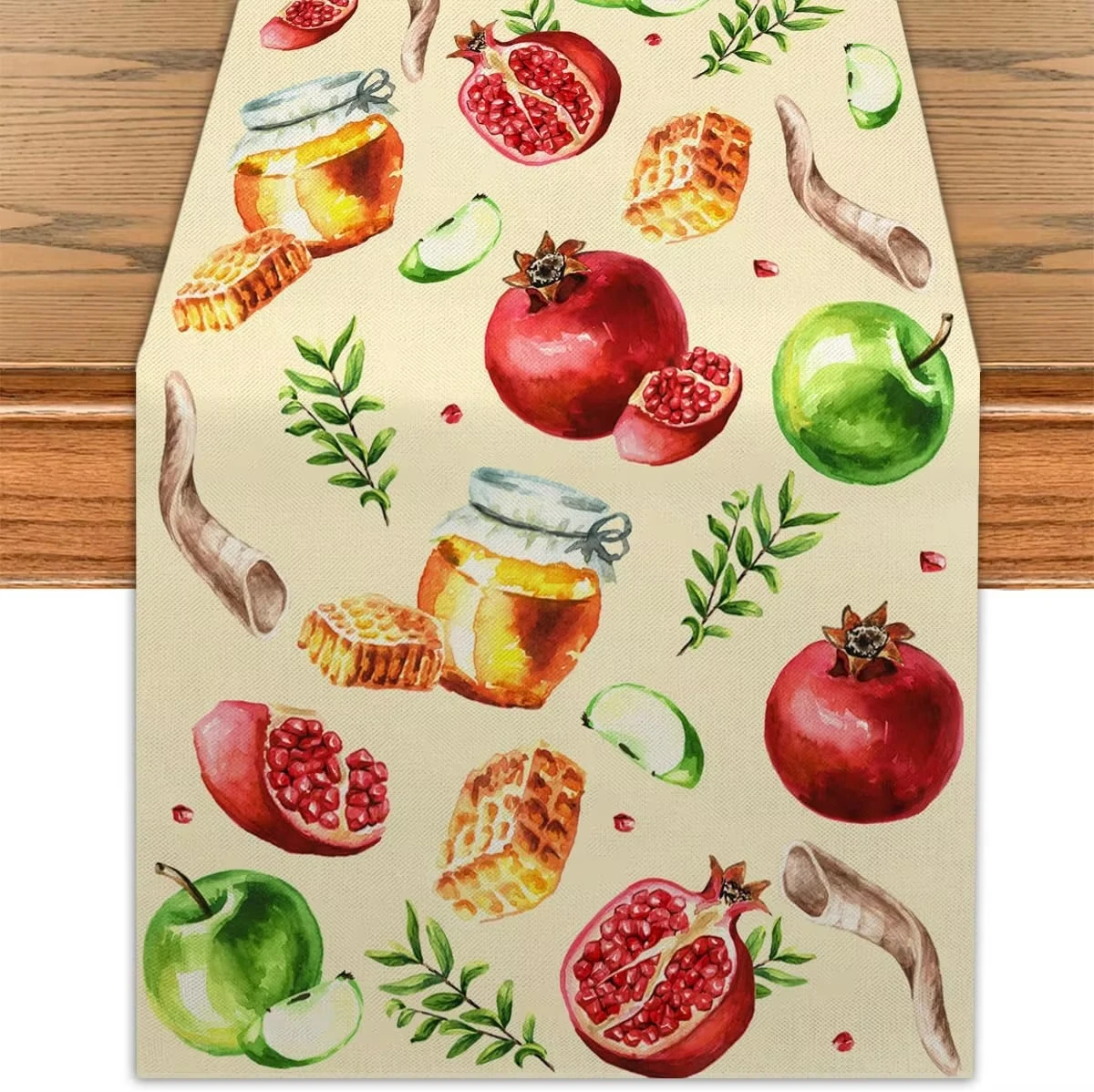 Rosh Hashanah Linen Table Runner Jewish Holiday Decor Reusable Shana Tova Kitchen Dining Table Runner Rosh Hashanah Decorations