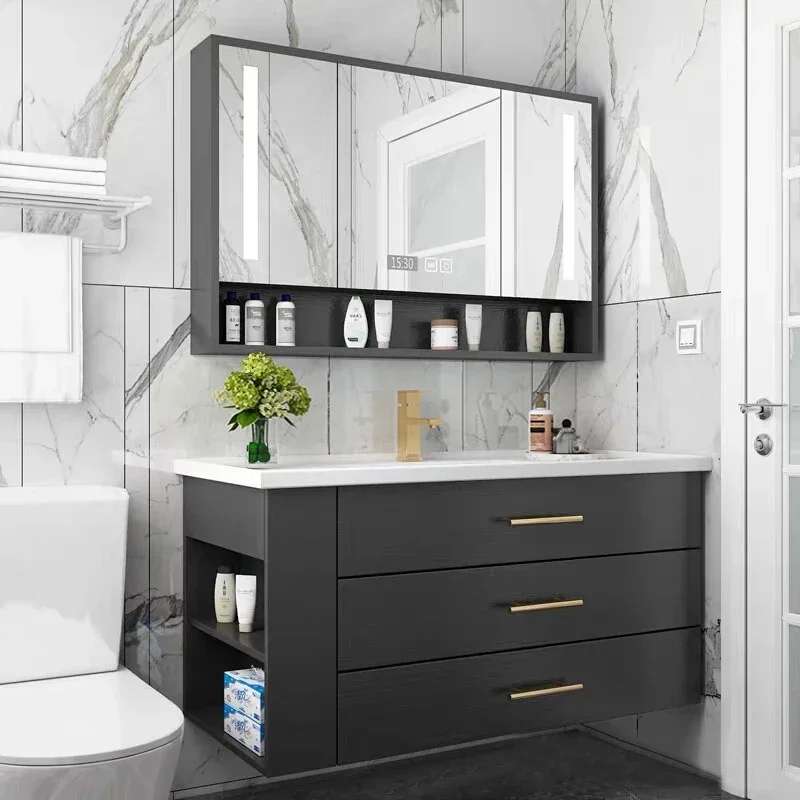 Bathroom Cabinet Combination Rock Board Integrated Bathroom Cabinet Intelligent Washbasin Nordic Minimalist And Luxurious