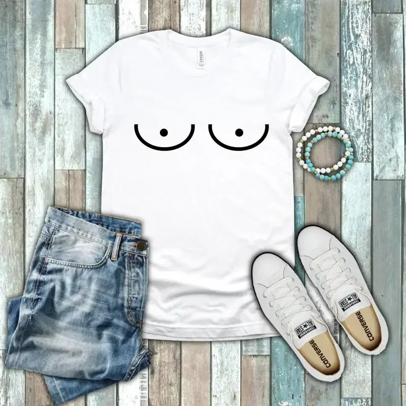 Boob Breasts Feminist Gender Equality Free Nipple T Shirt Cotton White