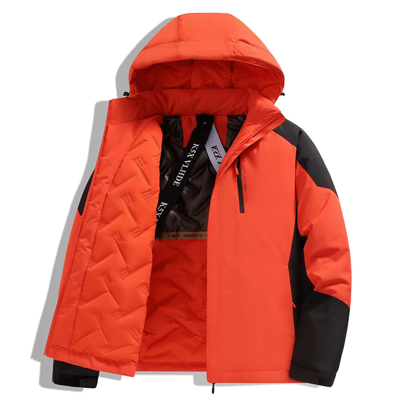 

Outdoor Waterproof Cotton-padded Patchwork Jacket for Men Winter Thick Warm Puffer Coat Man Large Size 6XL Fashion Hooded Parkas