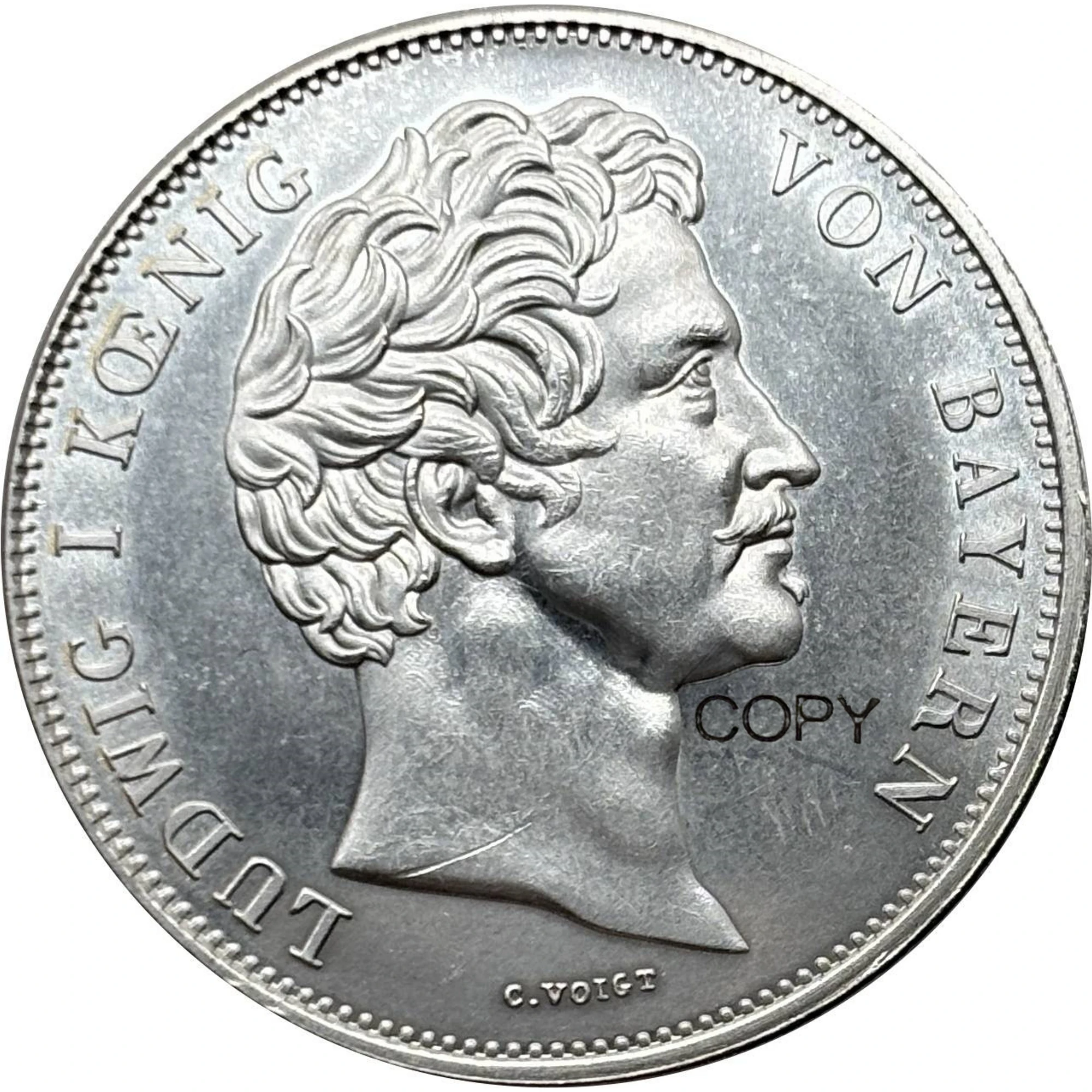 Monedas de colección de los Estados Alemanes de 1839, 2 Thalers, 3 1/2 Gulden, Luis I, Baviera, copia plateada en plata, moneda conmemorativa