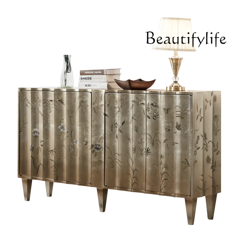 

Entry entrance cabinet Entry door Living room partition Villa cabinet Solid wood hand-painted entrance hall Shoe cabinet