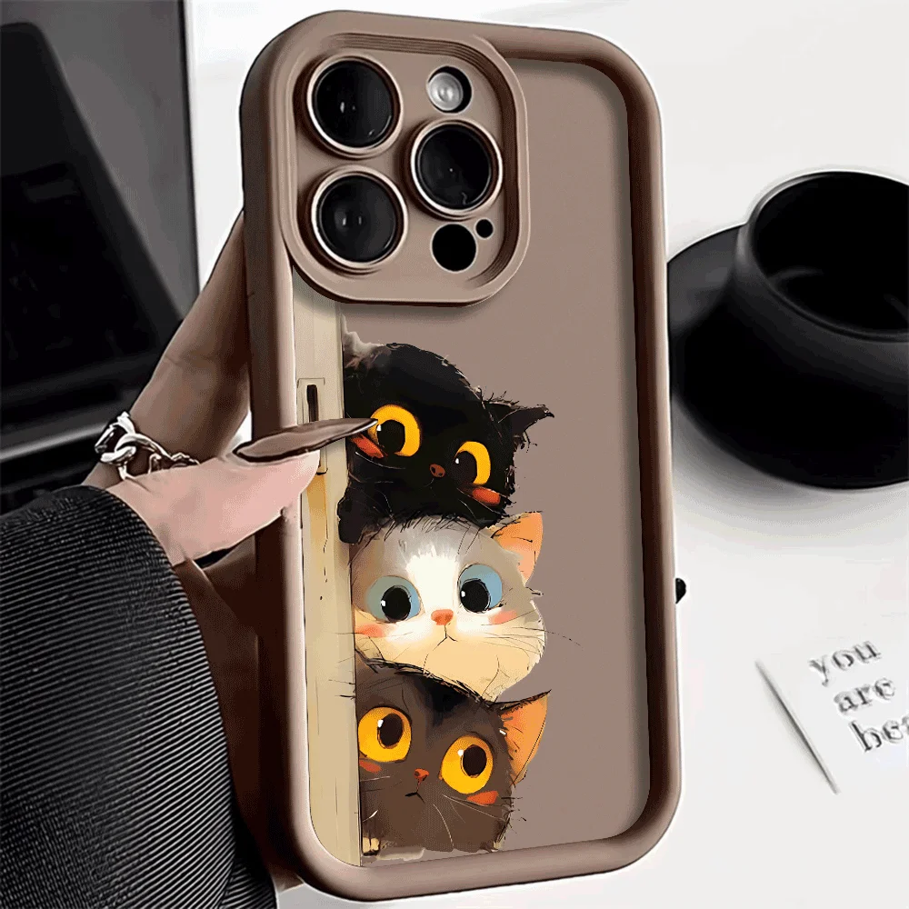 Stoßfeste Handyhülle für iPhone 16 15 14 13 12 11 Pro Max XS XR X 14 15 16 Plus 12 13 Mini Lustige Cartoon-Katze Silikonhülle – Detail 12
