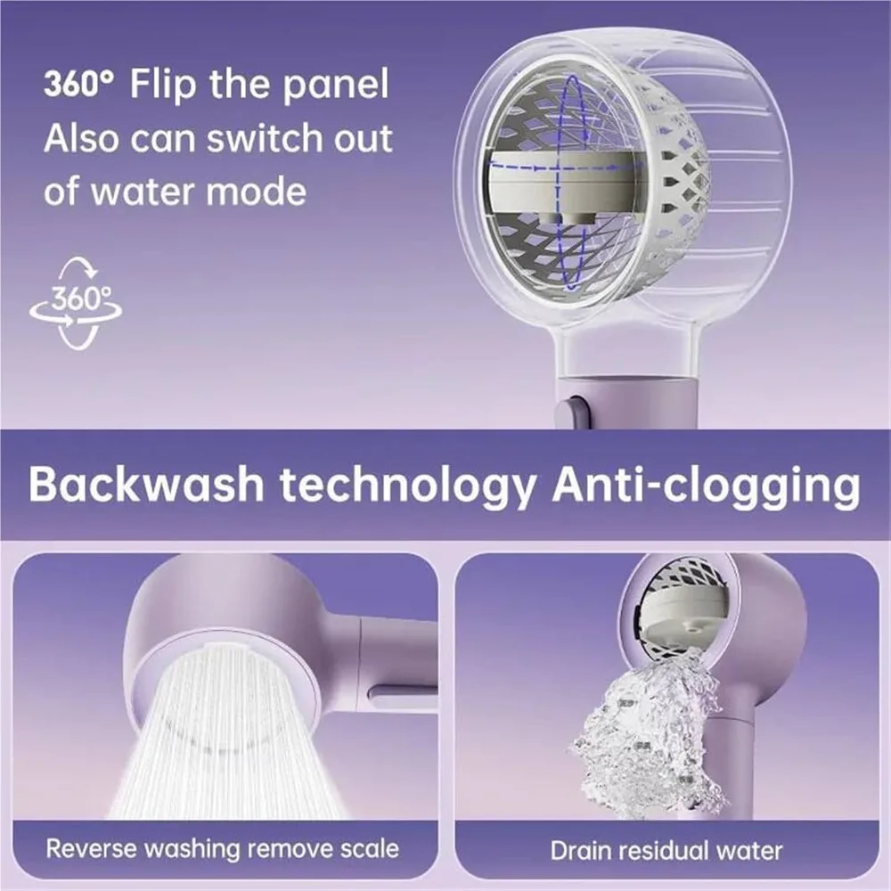 

3-режимная насадка для душа, съемная обратная промывка, антиблокирующая, портативные аксессуары для ванной комнаты, насадка может перевернутая насадка для душа