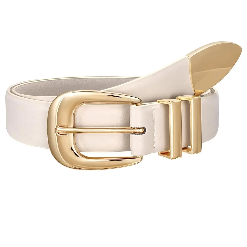 Cinturón de Cuero para Mujer con Hebilla Dorada/Plateada, Tallas Grandes, para Jeans y Vestidos, Estilo Western, Ancho 1.3