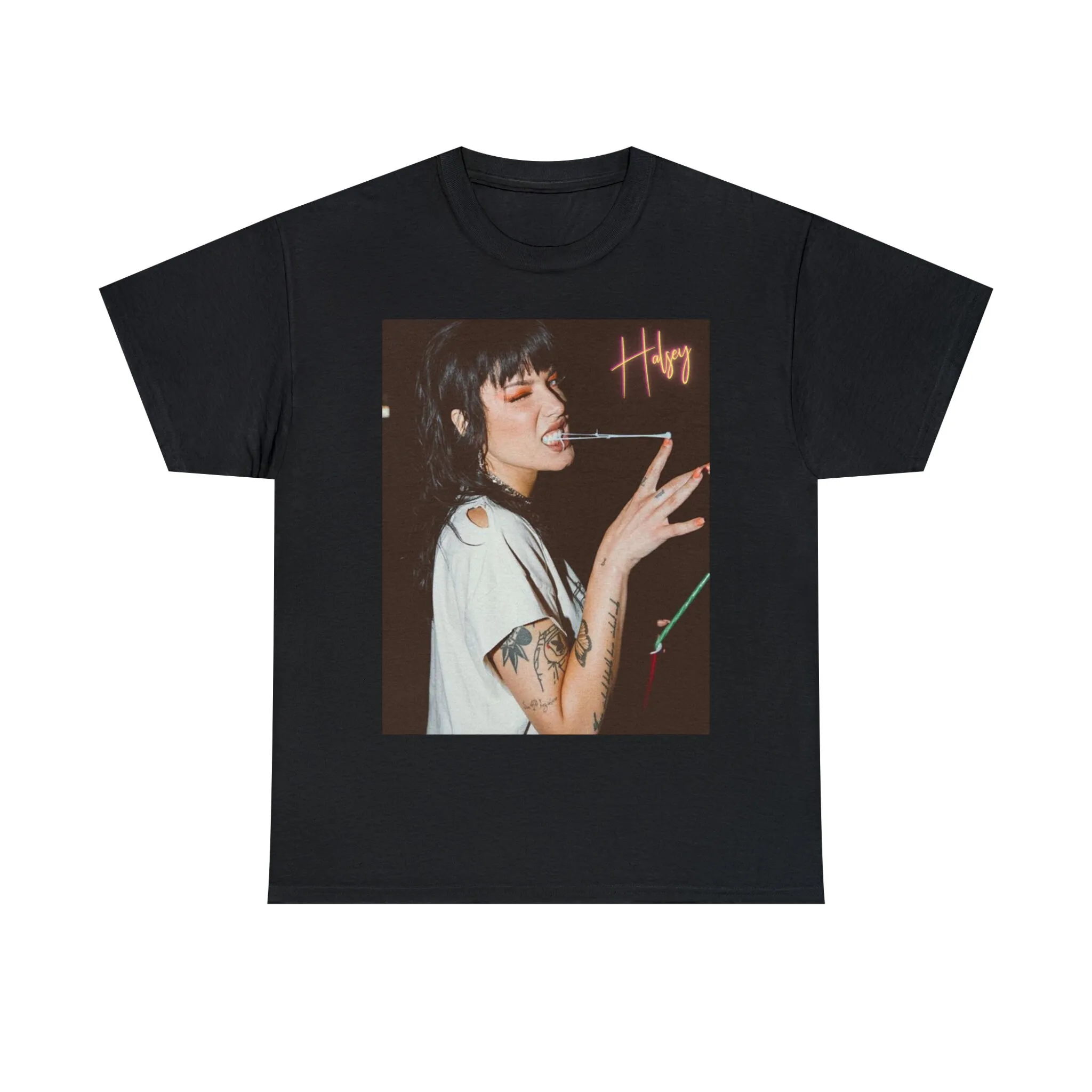 

Halsey Vintage Style PhotoshooT T Shirt Black Aesthetic Minimal Bootleg Music For Fans