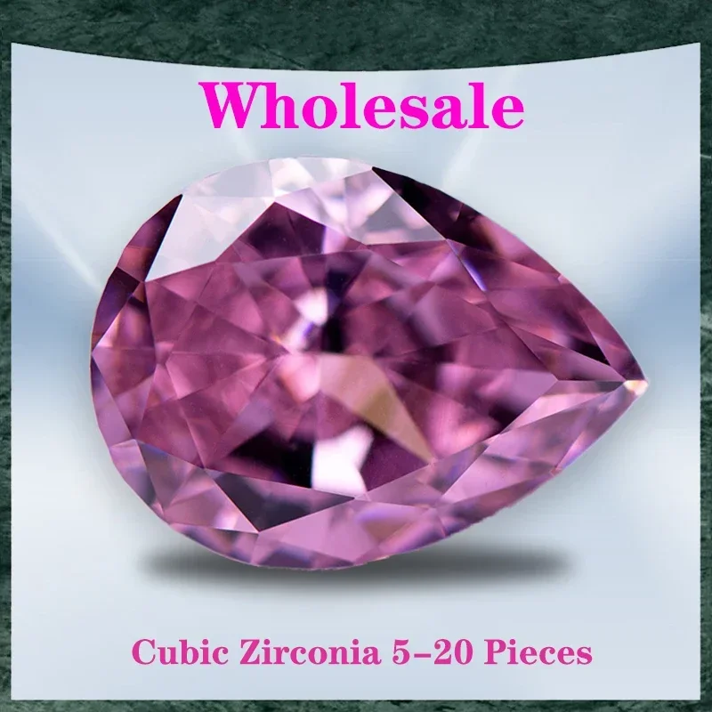 

Cubic Zirconia Wholesale No Certificate Crushed Ice Cut Pear Shape Dark Pink Color Charms Beads for Top Jewelry Making Materials