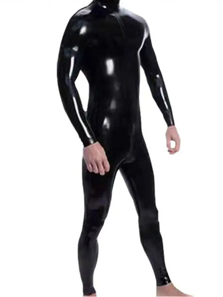 M-4XL Mens Cospaly Shiny Faux PU Leather Bodysuit Wet Look PVC Catsuit Tights Zentai Leotard Conjoined Jumpsuit Unitard Rompers