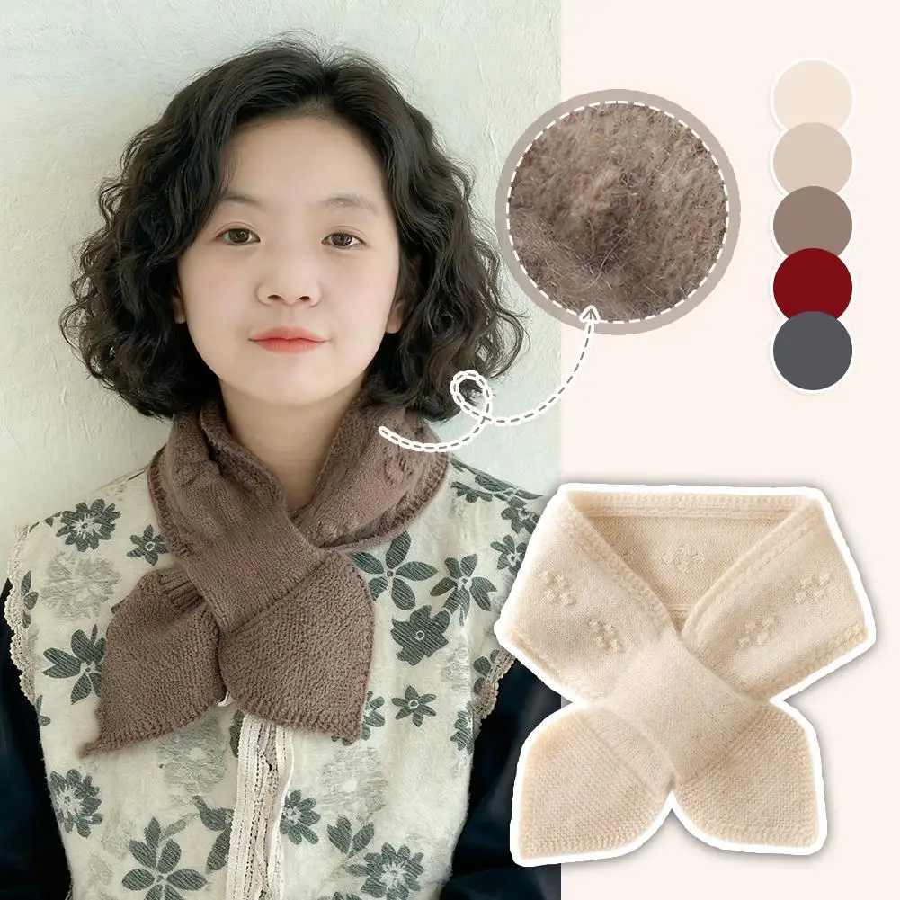 

100% Cashmere Scarf Autumn Winter Perforated Bow Design Versatile Neck Warmer Mini Shawl for Women Soft Warm Accessory
