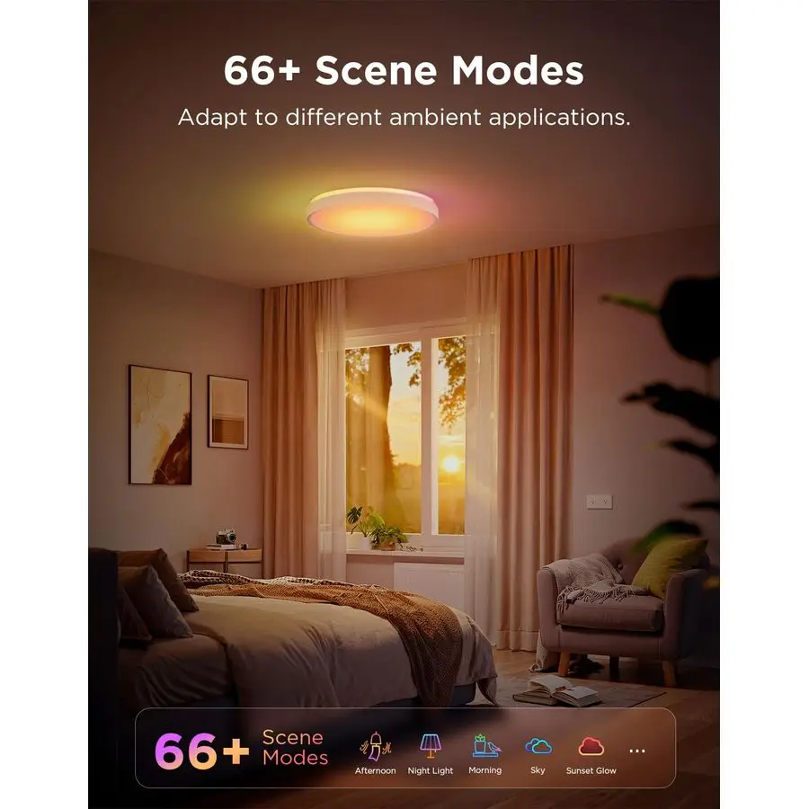 Smart Ceiling Light 4300LM, RGBIC LED Ceiling Light Fixture Works with Matter, Flush Mount Light Fixture, DIY Colors, 2700K6500
