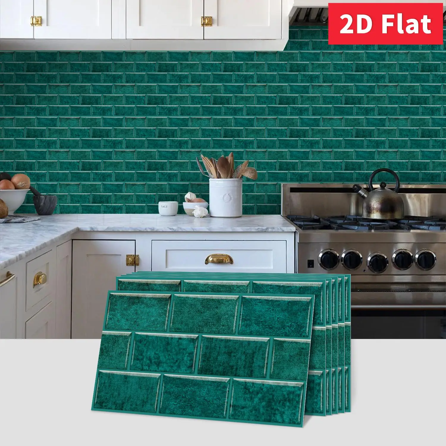 Dark Green Subway Tile Wall Sticker Peel & Stick Waterproof Self‑Adhesive Backsplash Decor for Kitchen Bathroom 30x15cm