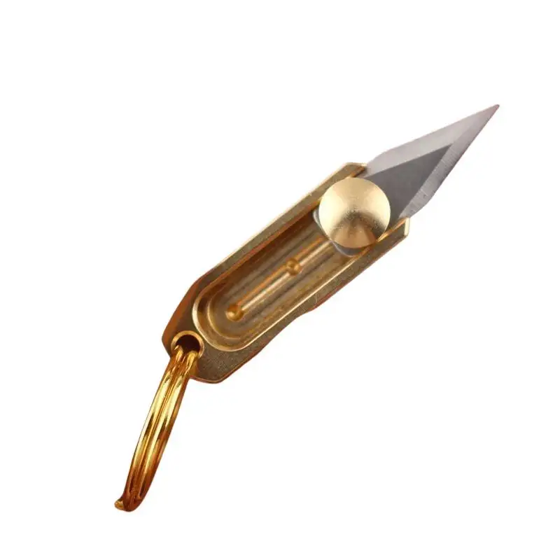 Mini-Messermesser-Schlüsselanhänger aus Messing, tragbarer EDC-Anhänger, Express-Öffner zum Auspacken, Outdoor-Camping-Werkzeug, Mini-Messer-Schlüsselring – Detail 5