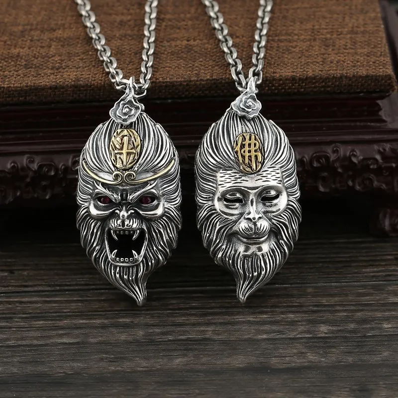 

Sterling silver domineering Sun Wukong men's pendant retro Thai silver S925 Sterling silver Qi Tian Da Sheng Good Evil One Mindf