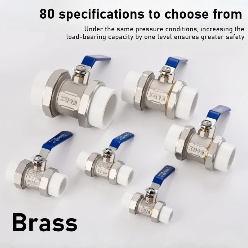 Brass High Pressure Ball Valve PPR Double Head Live Ball Valve 4 Point Switch Straight Through PPR Double Hot Melt Copper Ball