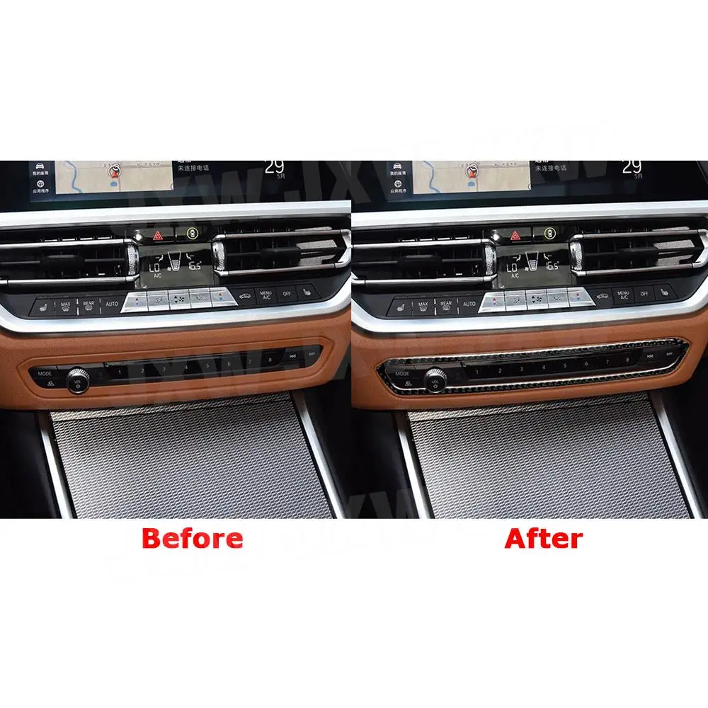 

Внутренние накладки из настоящего углеродного волокна, автомобильный аудиоплеер, кнопки панели CD, декоративная рамка, наклейки для BMW G20 G28 2019 2020