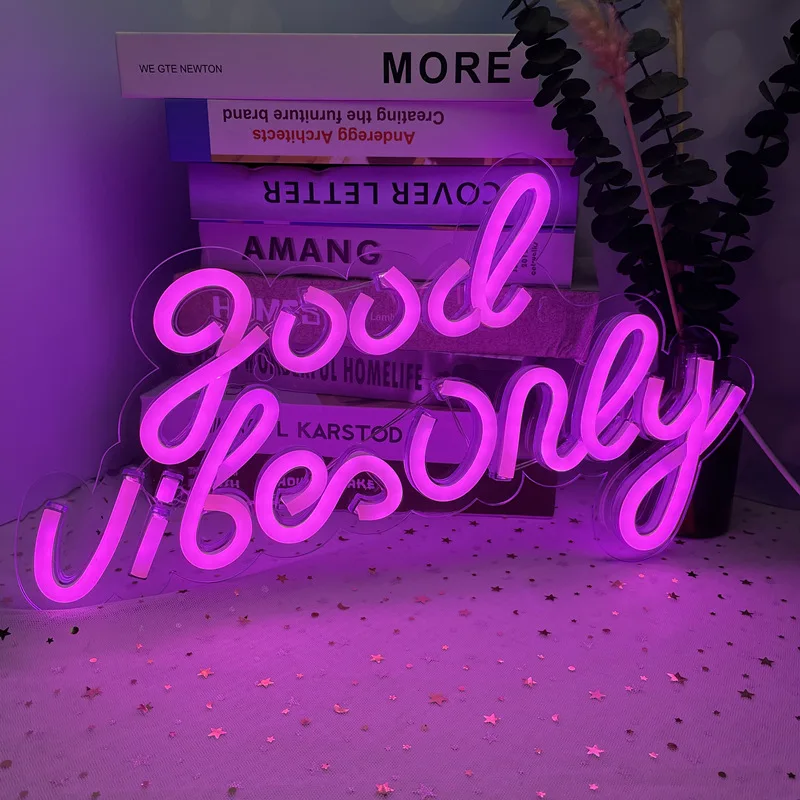 

Good Vibes Only Neon Sign Light USB Powered Transparent Flex Backboard Party Home Decor Led Night Light Neon Sign Lamp for Bar