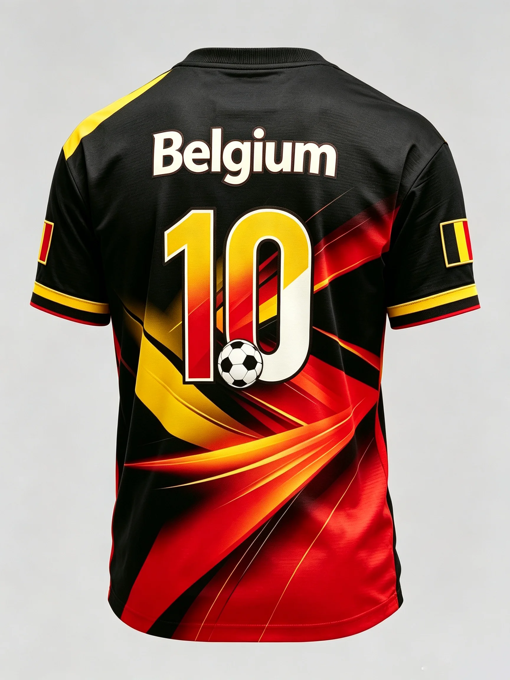 2026 Unisex Belgium No.10 Football Jersey, Breathable Round Neck Short Sleeve Tee with Belgian Flag Print