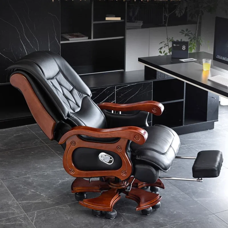 

Business Leather Office Computer Chair Reclining Adjustable Backrest Executive Rotating Chair Massage Office Chair Furniture