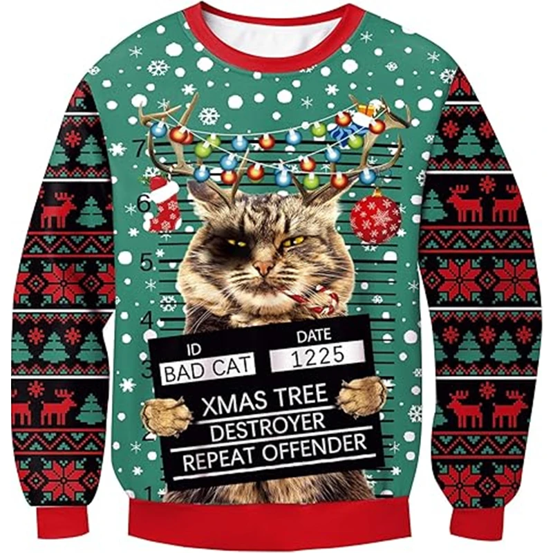 Funny Animal Alpaca Graphic Ugly Christmas Sweater Fashion Pet Cat Dog Sweatshirts For Women Clothes Xmas O Neck Pullovers Tops