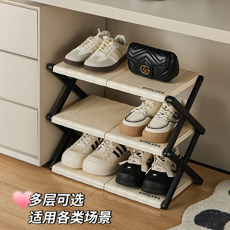 BV2  Folding shoe rack multi-layer space-saving simple household storage rack economical shoe cabinet door