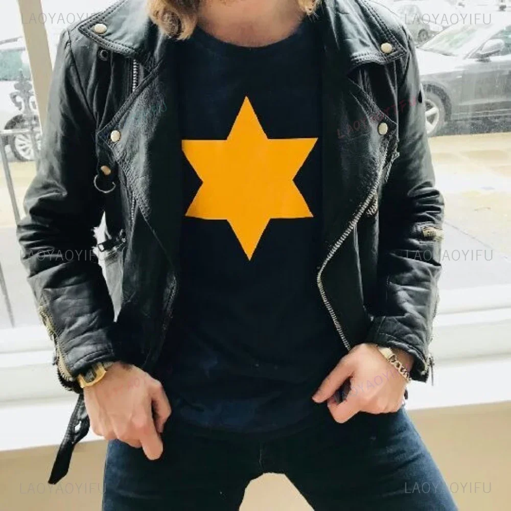 

Yellow Star Printed T Shirt Tops Cute Yellow Star Pattern Tops Tee Shirt Woman Men High Quality Cotton Summer Short-sleev
